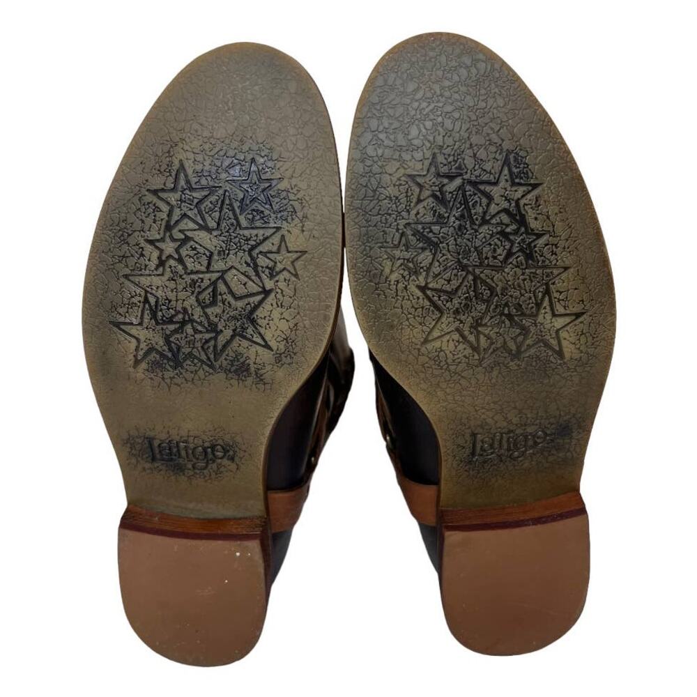 Latigo Women's Thistle Leather Boots Lace Up Harness Buckle Brown Size 7M - Picture 12 of 16